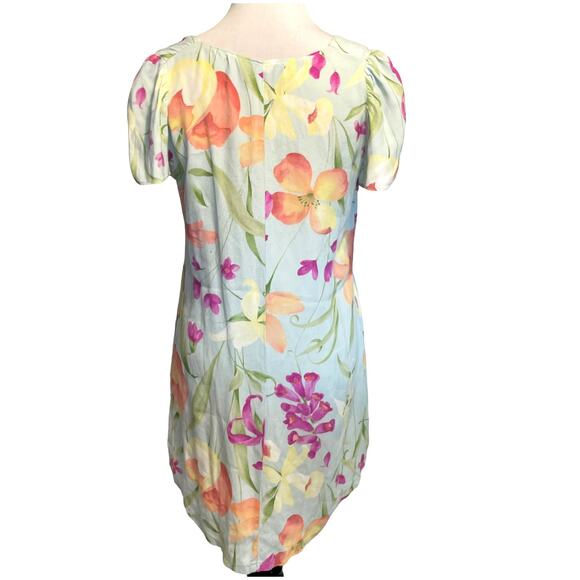 Reformation Tulip Print Silk Dress Womens Small/XS Mint Green Floral Pockets - Picture 3 of 10